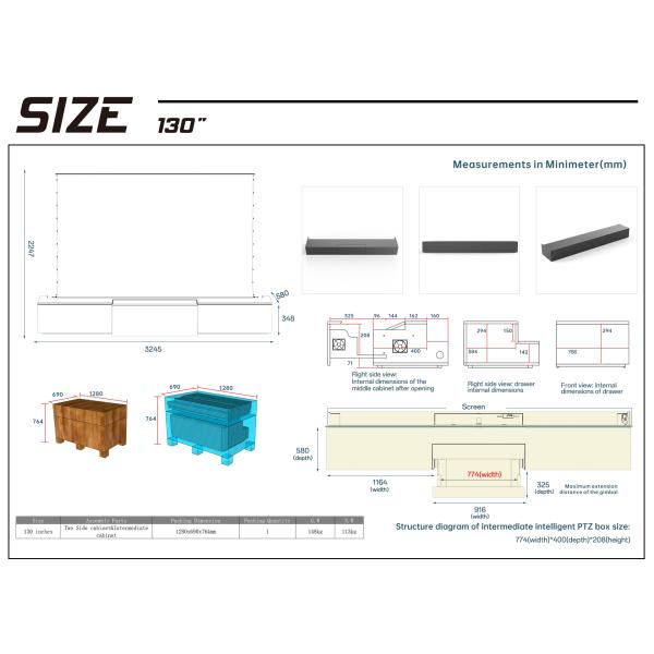 Telescopic Laser TV Cabinet with Motorized Function and Solid Oak Finish Compatible Most UST Projector
