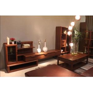 Melamine Finishing Living Room Wall Units Solid / Rubber Wood Material