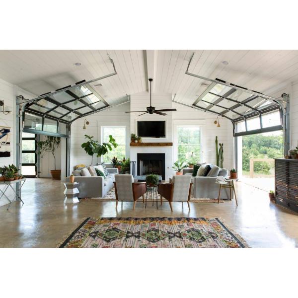 Wind Resistance Insulated Glass Garage Doors , Aluminum modern security sectional automatic