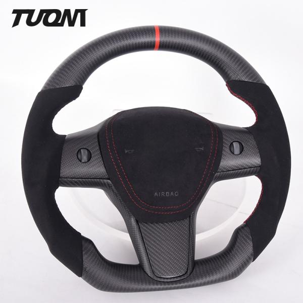 2022 ODM Flat Bottom Tesla Carbon Fiber Steering Wheel Customized Leather