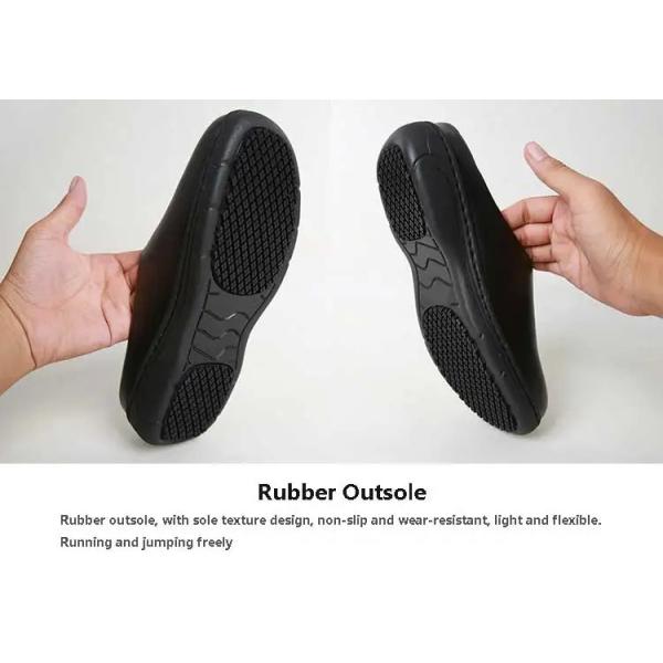 Casual Black Lightweight Nurse Shoes Non Slip Rubber Sole Slippers Waterproof Cowhide Leather Chef Shoes