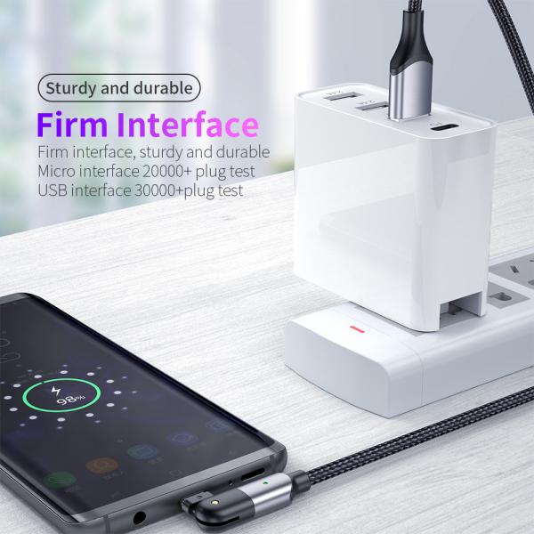 9V 2A 180 Degree Rotate Micro USB Cable OD 3.5mm For Samsung Xiaomi