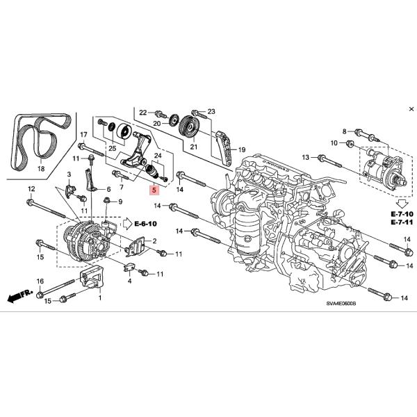 Belt Tensioner Assembly Auto Parts Honda 31170-RNA-A02 with Serpentine Belt