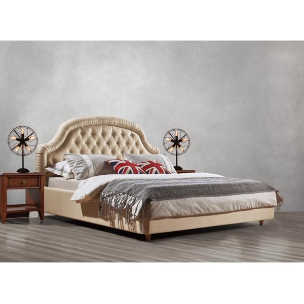 Good quality Gery Fabric Upholstered Headboard Queen Bed Leisure Furniture for American design Apartment Bedroom set