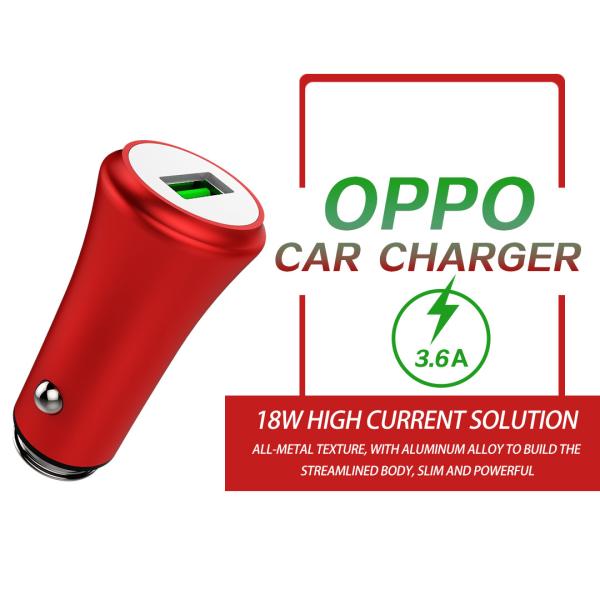 3.6A 18W FAST USB CAR CHARGER with Monitoring Aluminum Alloy Multi colors for OPPO and smart phones