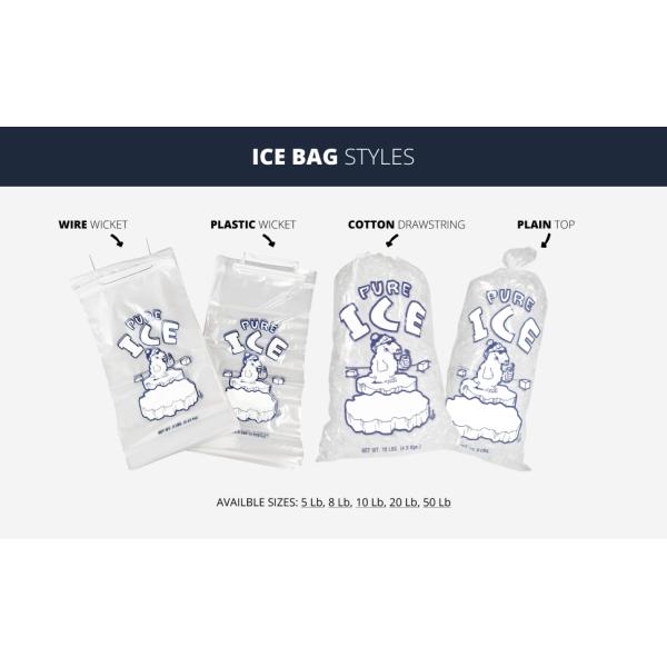 Sustainable, Recyclable, Drawstring Pack Clear Plastic Packaging Storage For Ice Storage With Draw String Closure