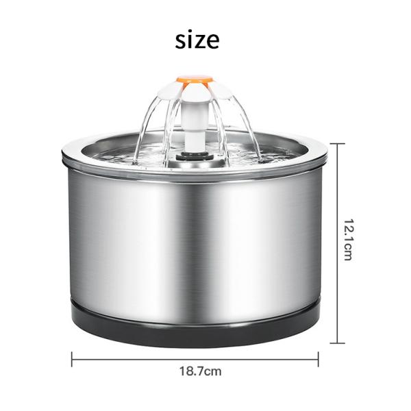 Pet Water Fountain 2.5L Volume Stainless Steel Material No Time Setting Nozzles Included