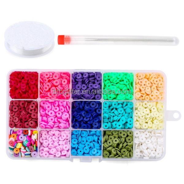Polymer Clay Beads Flat Round in Round Shape for DIY Jewelry Making Kit Handmade Loops Bracelets Necklace Earring