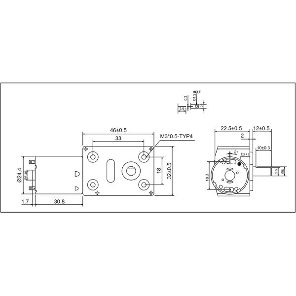 micro metal gearmotor gm3246-370CA Dimension