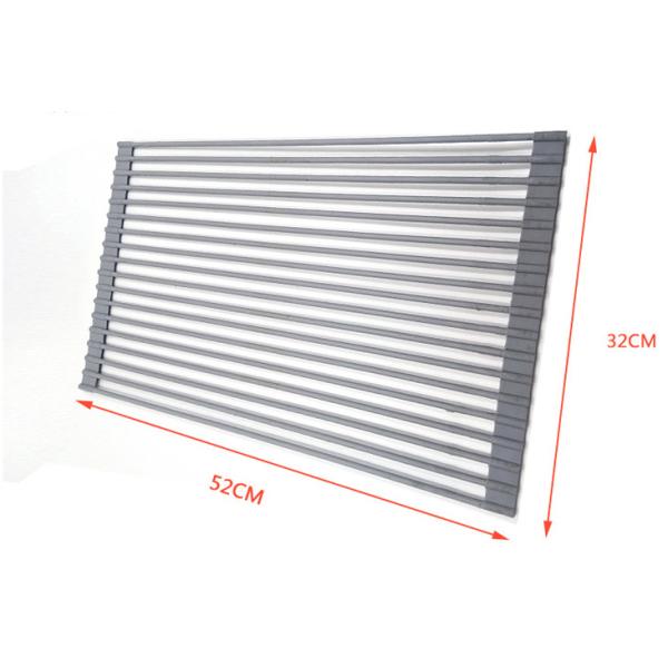 1.0mm Thickness Kitchen Sink Accessories Silicone Coated Roll Up Dish Drying Mat