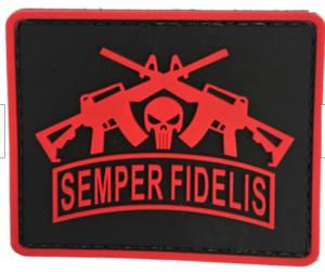 Cheap Custom Molded Soft PVC Patch USMC Semper Fidelis Marine Corps Red For Garment wholesale