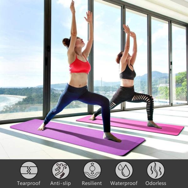 Double Layer Dual Color TPE Yoga Mat 183*61cm Good Elasticity