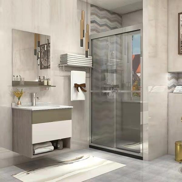 Customized PVC Woodgrain 72 Inch Bathroom Vanity cabinets ODM