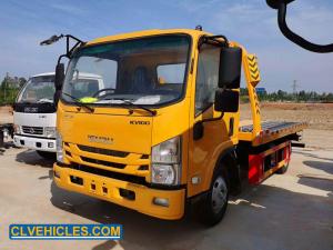 Cheap ISUZU ELF 98hp Flat Bed Tow Truck KV100 4200mm 4 ton heavy duty wholesale
