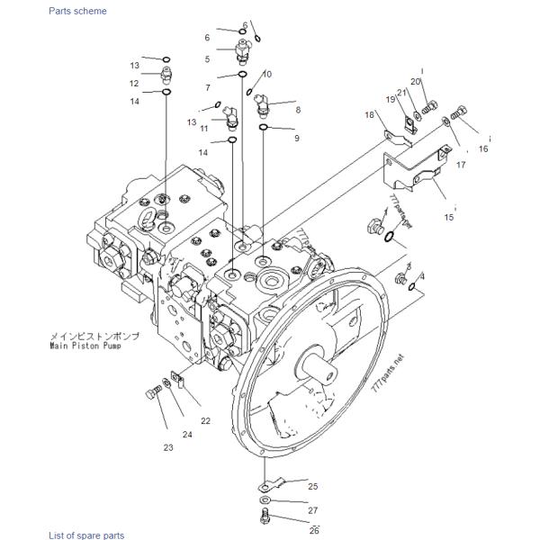 Belparts Excavator PC200-8 Main Pump Assembly 07040-12412 Hydraulic Pump For Komatsu