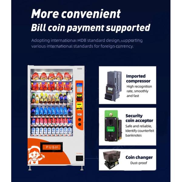 Coin Bill Credit Card Beverage Vending Machine 300pcs-800pcs Capacity