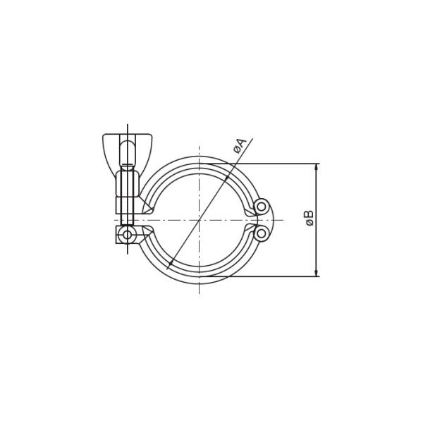 Dimension of Sanitary Clamp – Heavy Duty Double Pin Clamp – 13SF – Sanitary Fitting