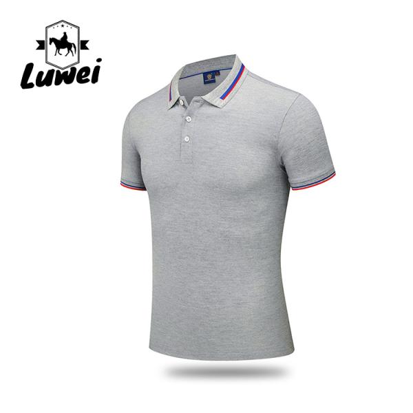 Quick Drying Embroidered Polyester Polo Shirts Textured Lapel Short Sleeve