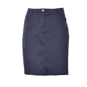 China Jean Blue Slim Fit Skirt , High Waist Pencil Skirt With One Gold Button Closure on sale