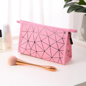 Cheap Pink Toiletry Zipper PU Leather Custom Printed Waterproof Cosmetic Bag wholesale