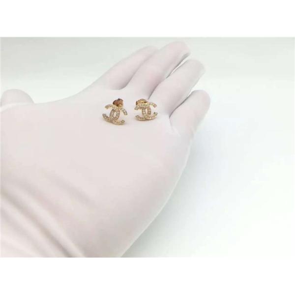 Logo Earrings in 18K White Gold Pave Diamonds Fashion Lady Jewelry Global Shipping