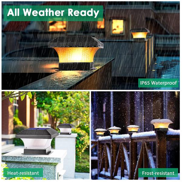 Outdoor LED Solar Powered Pillar Lights 2700K 2200mAH Multipurpose Solar Column Head Lighting