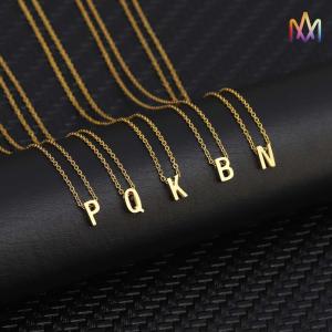 No Allergic Initial Alphabet Womens Engraved Necklace