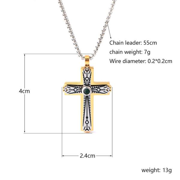 New stainless steel jewelry with fashionable and personalized patterns, hollowed out necklace, simple men's cross pendant