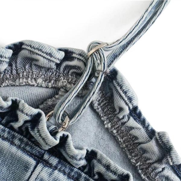 Factory OEM Summer Vogue Splicing Agaric Edge Female Custom Denim Clothing