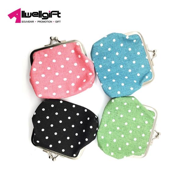 New Cute Buckle Coin Purses Kiss-lock Change small dot fabric bag mini cute coin purse