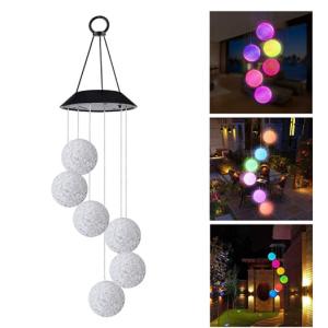 Cheap IP65 Waterproof 6 Crystal Ball Solar Wind Chime Lights wholesale