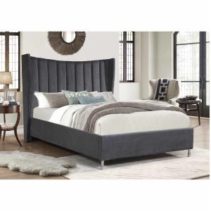 Cheap Velvet High Headboard Single Leather Bed wholesale