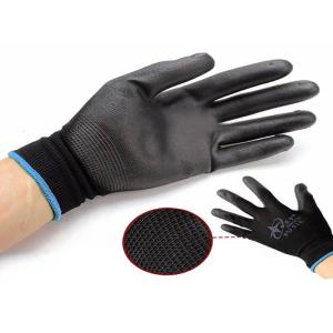 Nylon Liner Polyurethane Coated Gloves , Anti Oil PU Leather Gloves