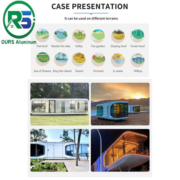 2023 Custom-made Modern Design Aluminum alloy Capsule Tiny House For living Prefab Houses Capsule Cabin Apple Cabin