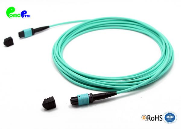 Quality OM3 12F MPO Trunk Cable Senko MPO female to MPO female 50 / 125um 3.0mm 5m LSZH Aque Low Insertion Loss for sale
