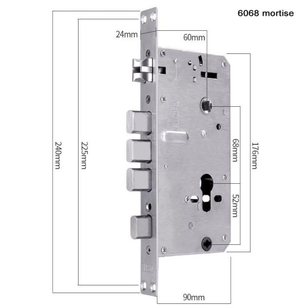 Stainless Steel Smart Door Lock Body for Bathroom Wooden Sliding Door Accessories Screws