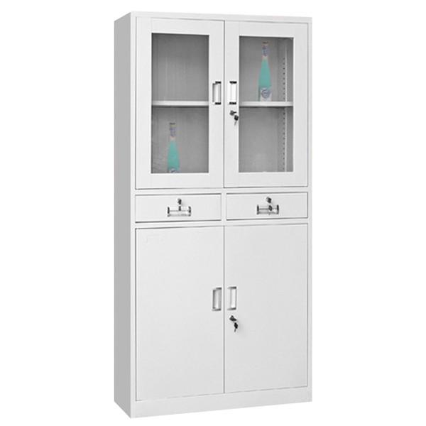 Quality Middle 2-Drawers Swing Door Steel Storage Cabinet Metal Office Furniture Metal Storage Cupboard for sale