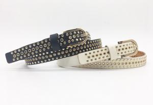 Cheap Light Weight Womens Studded Leather Belt With Gold Buckle 3/4 Width wholesale
