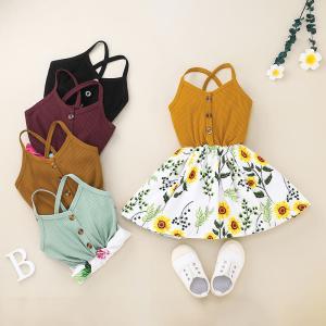 Cheap Printing Fashion Suspender Children'S Dress Clothing Sleeveless wholesale