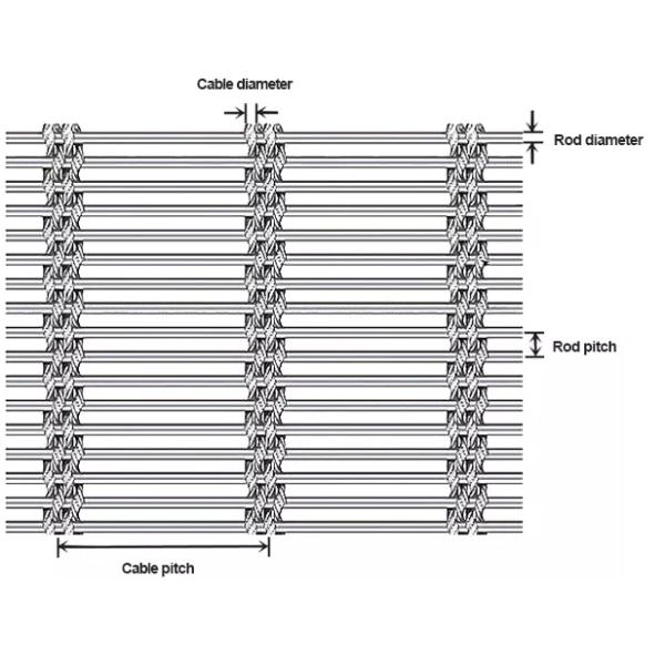Ss 201 Woven Wire Drapery Decorative Flexible Metal Cable Rod For Office Buildings