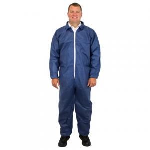 China SMS Fabric Safety Disposable Coverall Suit Mens Work Overalls With Collar on sale