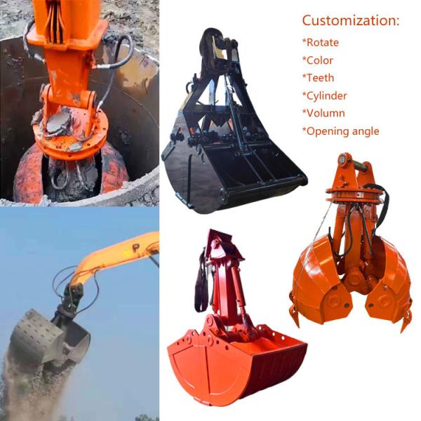 Double Cylinder Mini Excavator Clamshell Bucket , Hydraulic Excavator Grab Bucket