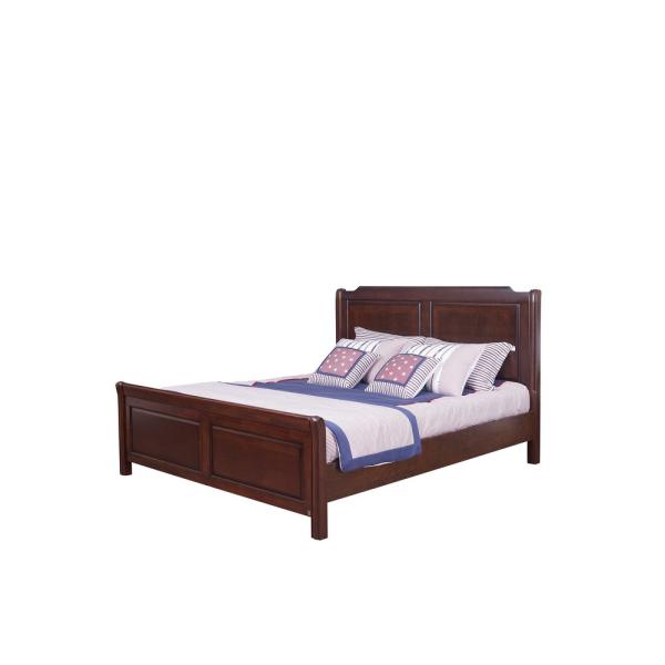 Rubber Wood Furniture Thailand solid wood King/Queen Bed in Leisure American style with Nightstand and Wardrobe