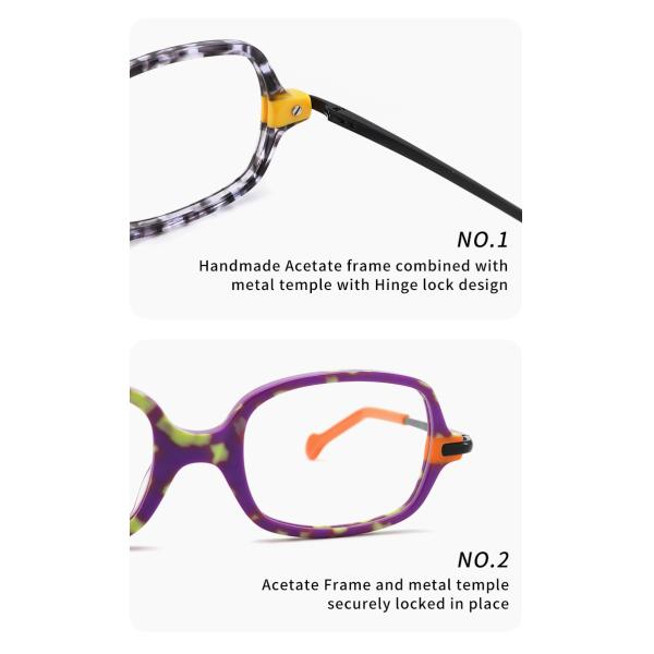 Children'S Optical Round Acetate Glasses Non Prescription Lens Width 45mm