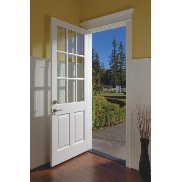 Double Swing Outdoor Solid Wood Door With Tempered Clear Glass Inserts