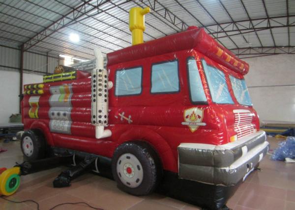 Quality Funny Firetruck Inside Bounce House , Kindergarten Baby Indoor Inflatable Bouncer for sale