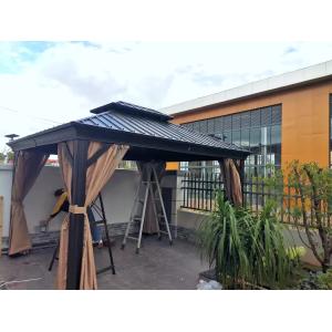 China Luxury Outdoor Deck 12*16ft Aluminum Frame Galvanized Steel Bimetal Roof Hard Top Gazebo Garden on sale