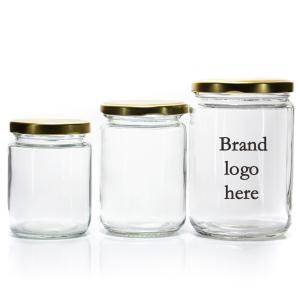 Cheap Custom Logo Wholesale Food Grade Transparent Round Food Storage Glass Container Jar With Screw Metal Lid for Food Packing wholesale