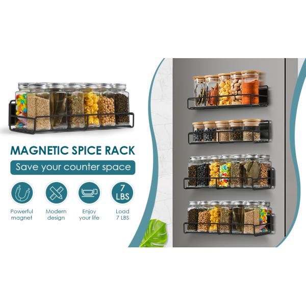 Super Space-Saving Magnetic Spice Rack for Refrigerator Strong Magnet Metal Material