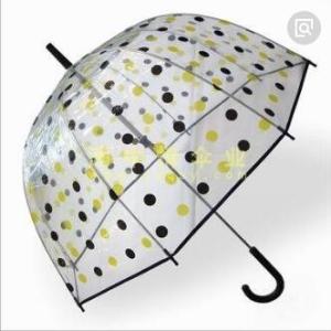 Cheap Transparent See Through Umbrella , Windproof Clear Plastic Dome Umbrella Printed wholesale
